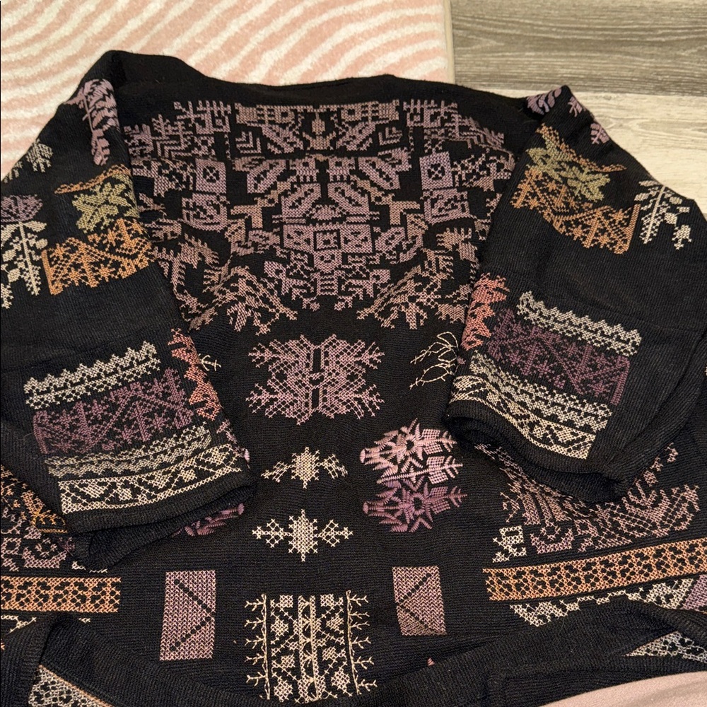 Johnny Was Black Multicolor Patterned Cardigan - Picture 3 of 5